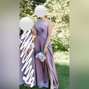 Azazie Brooke One-Shoulder Satin Dress